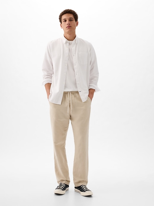 1 of 8 showing, with the color grey of product Linen-Cotton Pull-On Pants