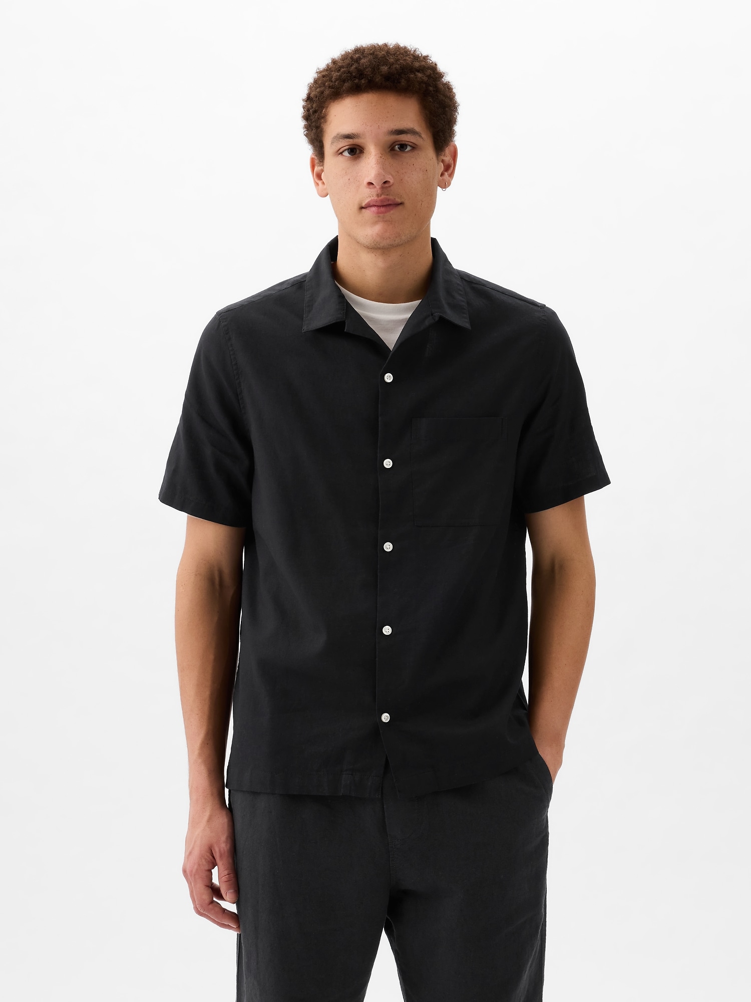 Gap Linen-cotton Shirt In Black