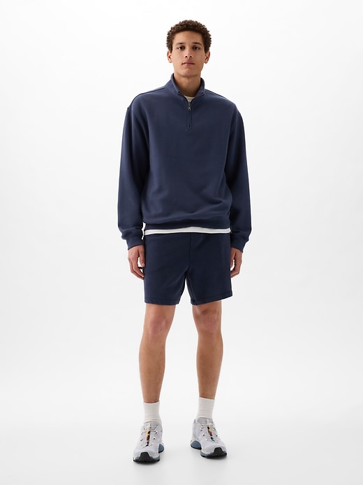 1 of 8 showing, with the color blue of product 7" French Terry Shorts with E-Waist