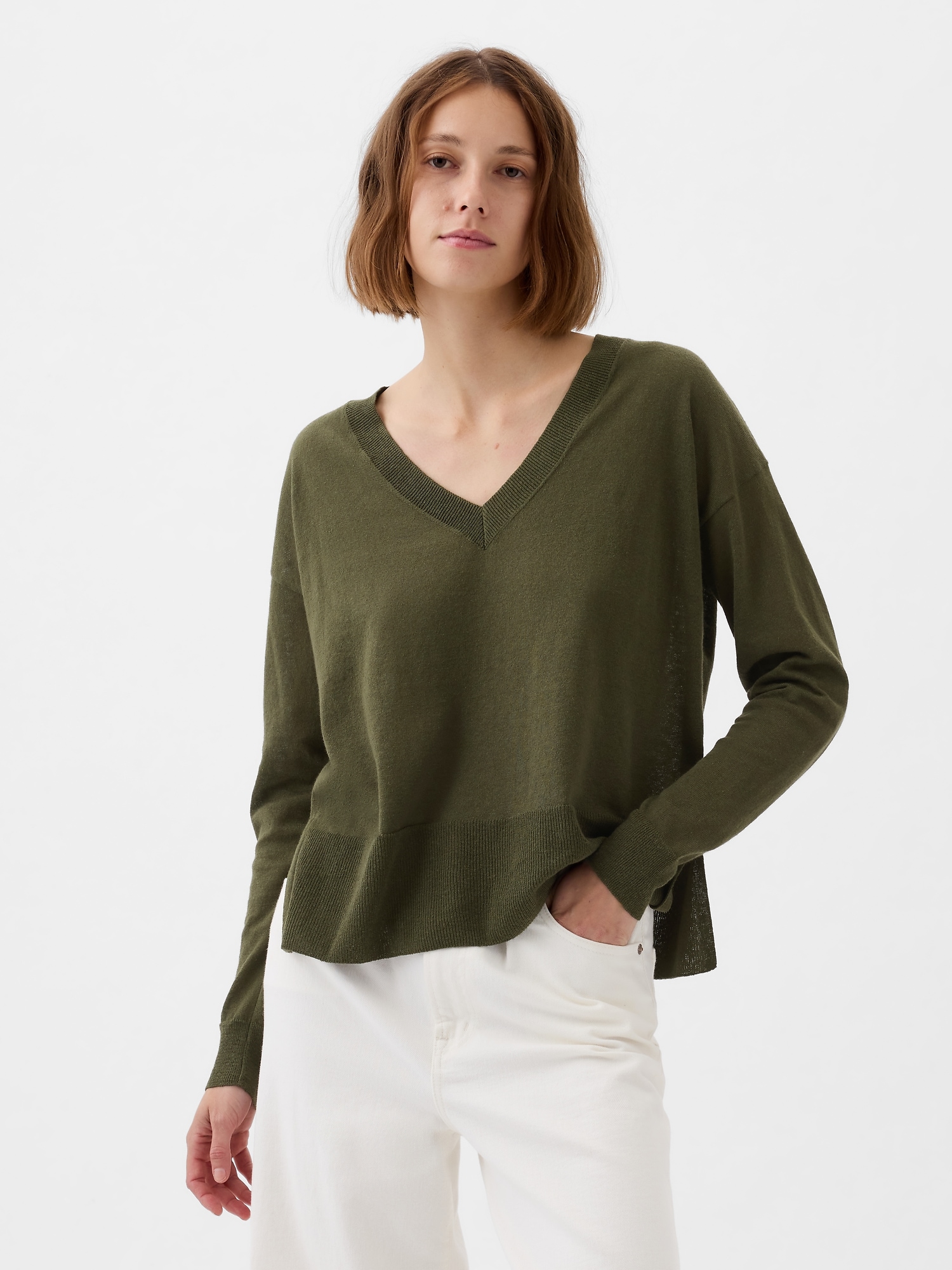 24/7 Split-Hem Linen-Blend Sweater