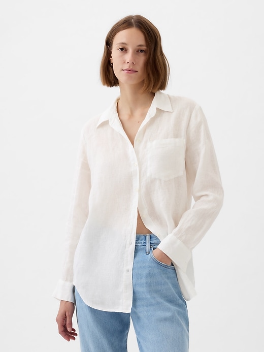 100 Linen Boyfriend Shirt Gap