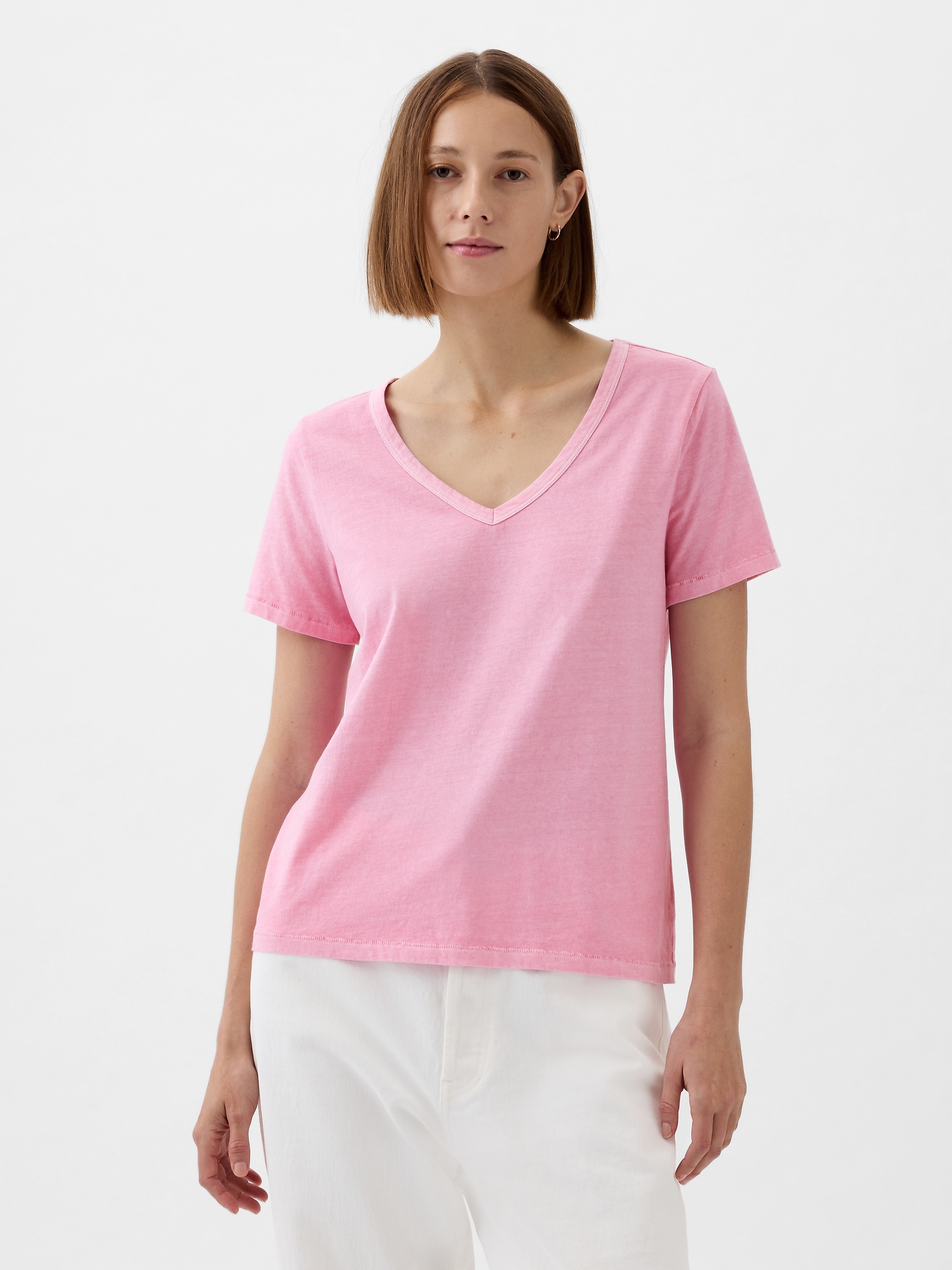 Organic Cotton Vintage V-Neck T-Shirt