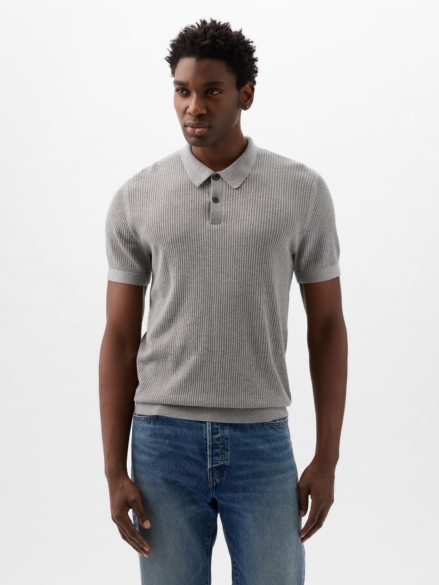 Gap Textured Polo Shirt Shirt In Grey