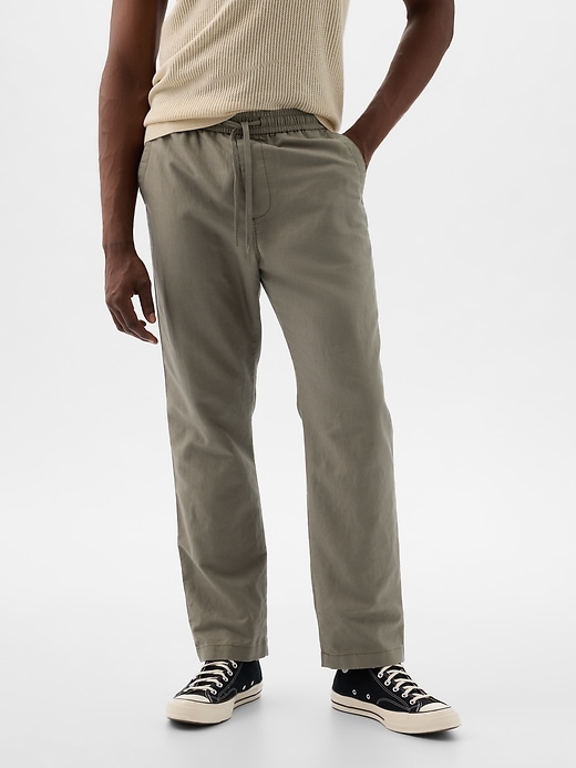 2 of 8 showing, with the color army jacket green of product Linen-Cotton Pull-On Pants