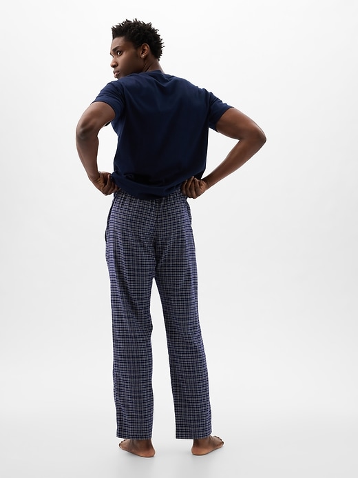 2 of 8 showing, with the color white navy plaid of product Lightweight Flannel PJ Pants