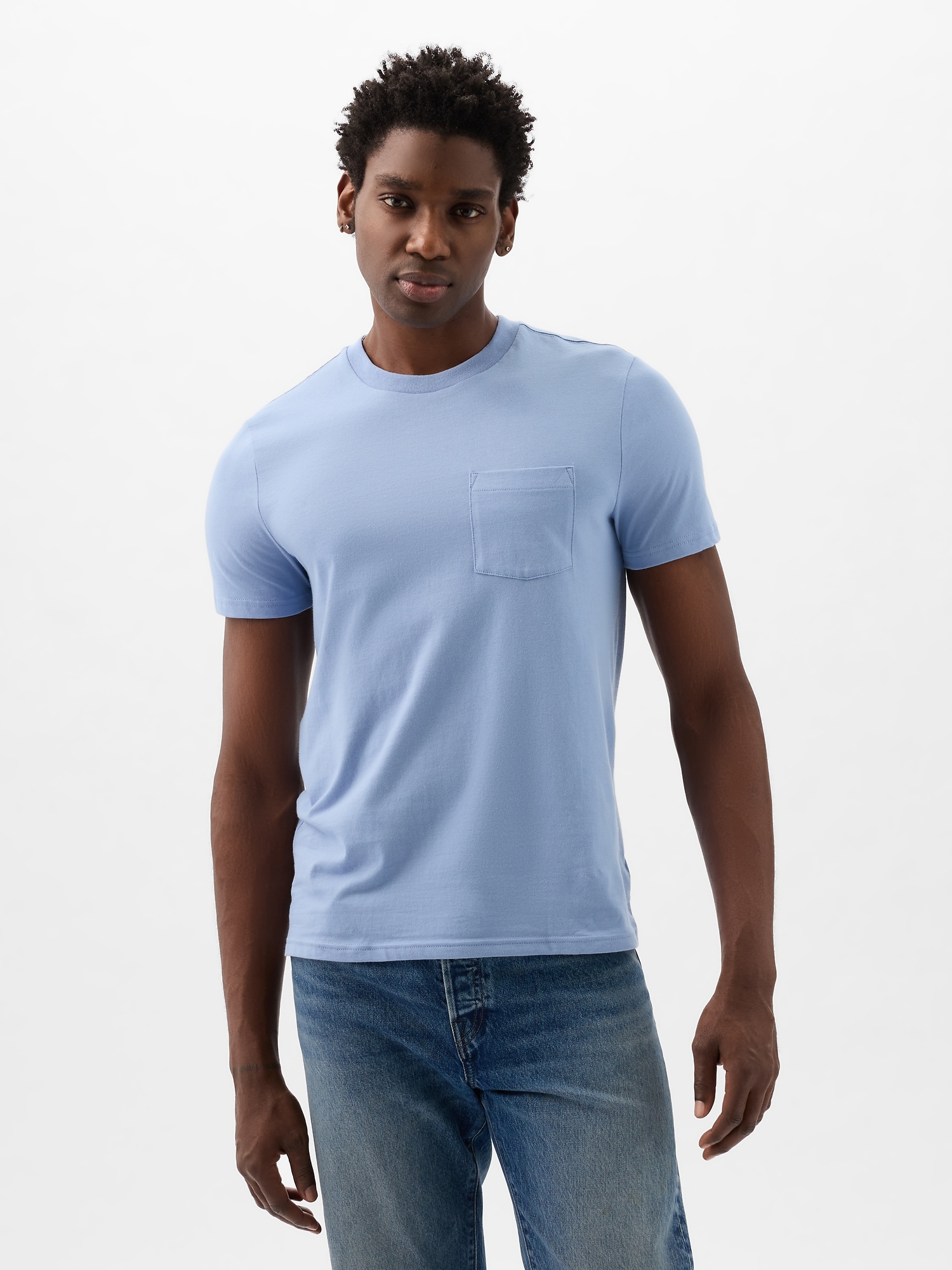 Shop Gap Organic Cotton Pocket T-shirt In Distant Blue