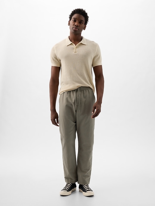 1 of 8 showing, with the color army jacket green of product Linen-Cotton Pull-On Pants