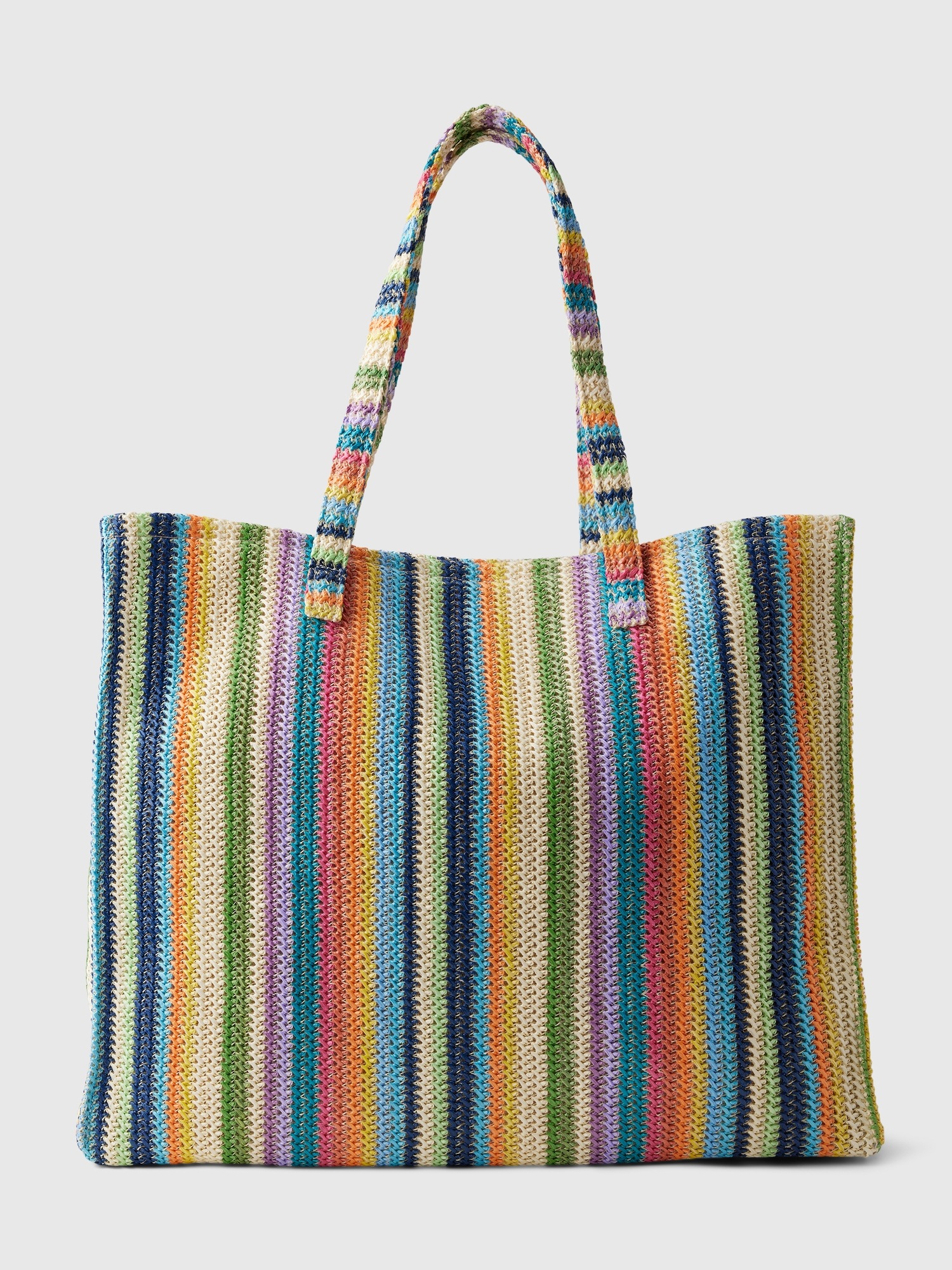 Striped Straw Tote Bag