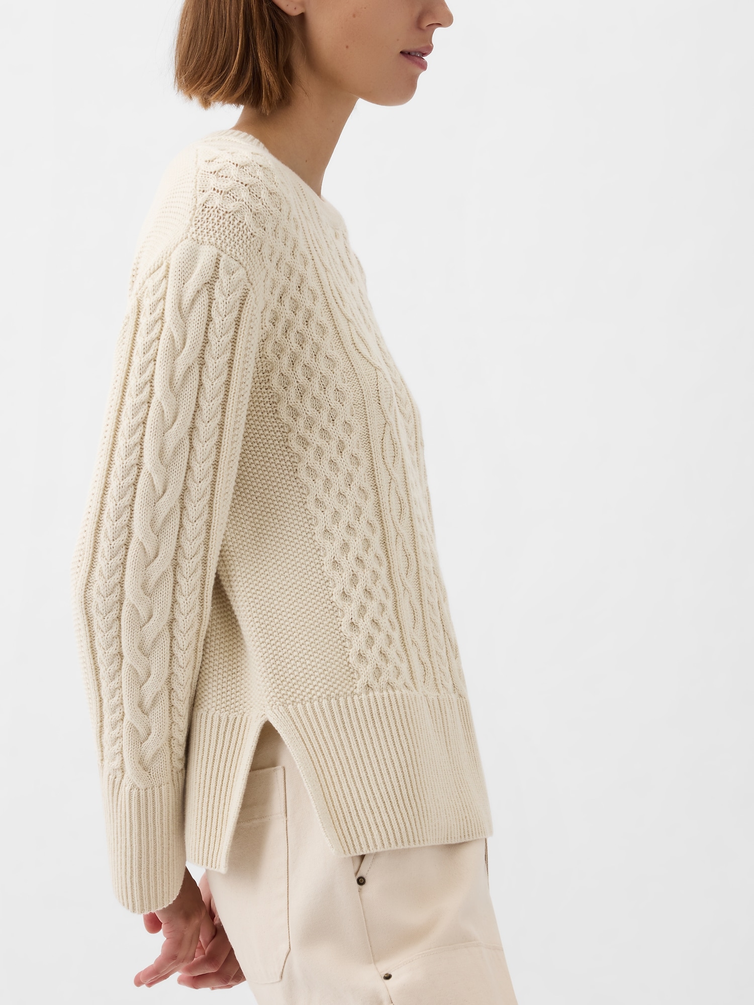 24/7 Split-Hem Cable-Knit Sweater | Gap