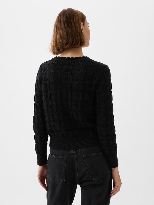 2 of 8 showing, with the color BLACK of product Pointelle Sweater