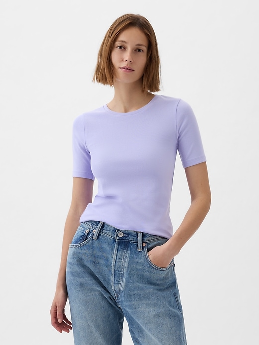 1 of 8 showing, with the color lavender purple of product Modern Crewneck T-Shirt