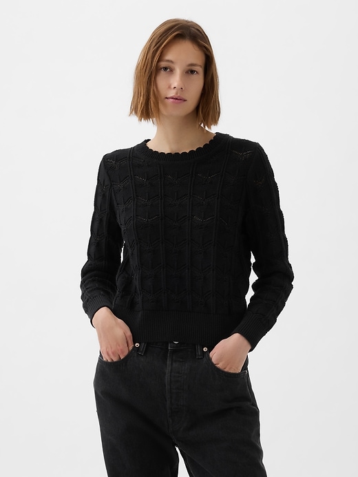 Image number 1 showing, Pointelle Sweater