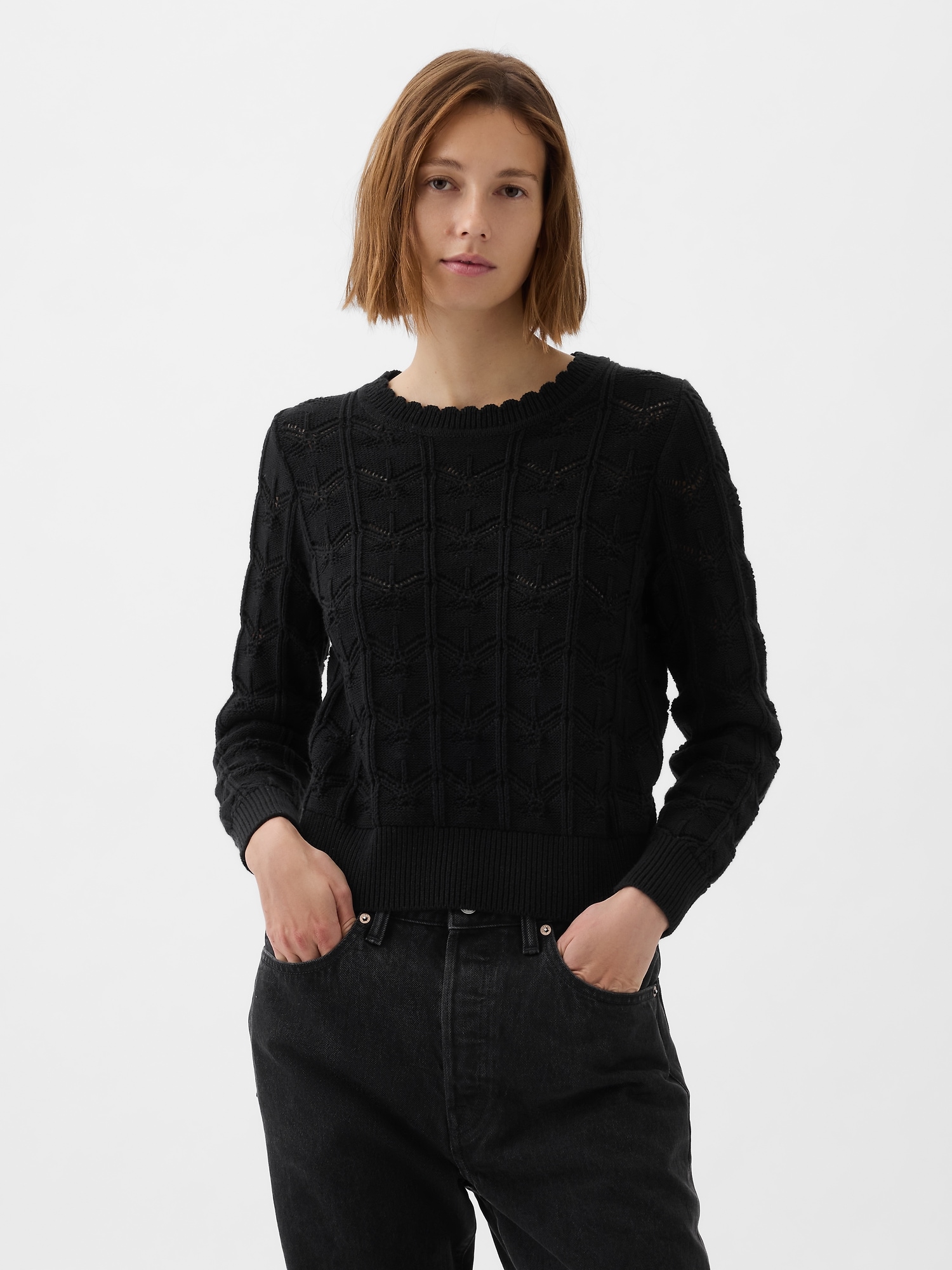 Gap Pointelle Sweater In Black