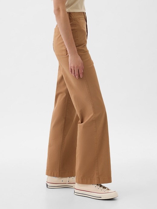 Image number 3 showing, High Stride Wide-Leg Ankle Khakis