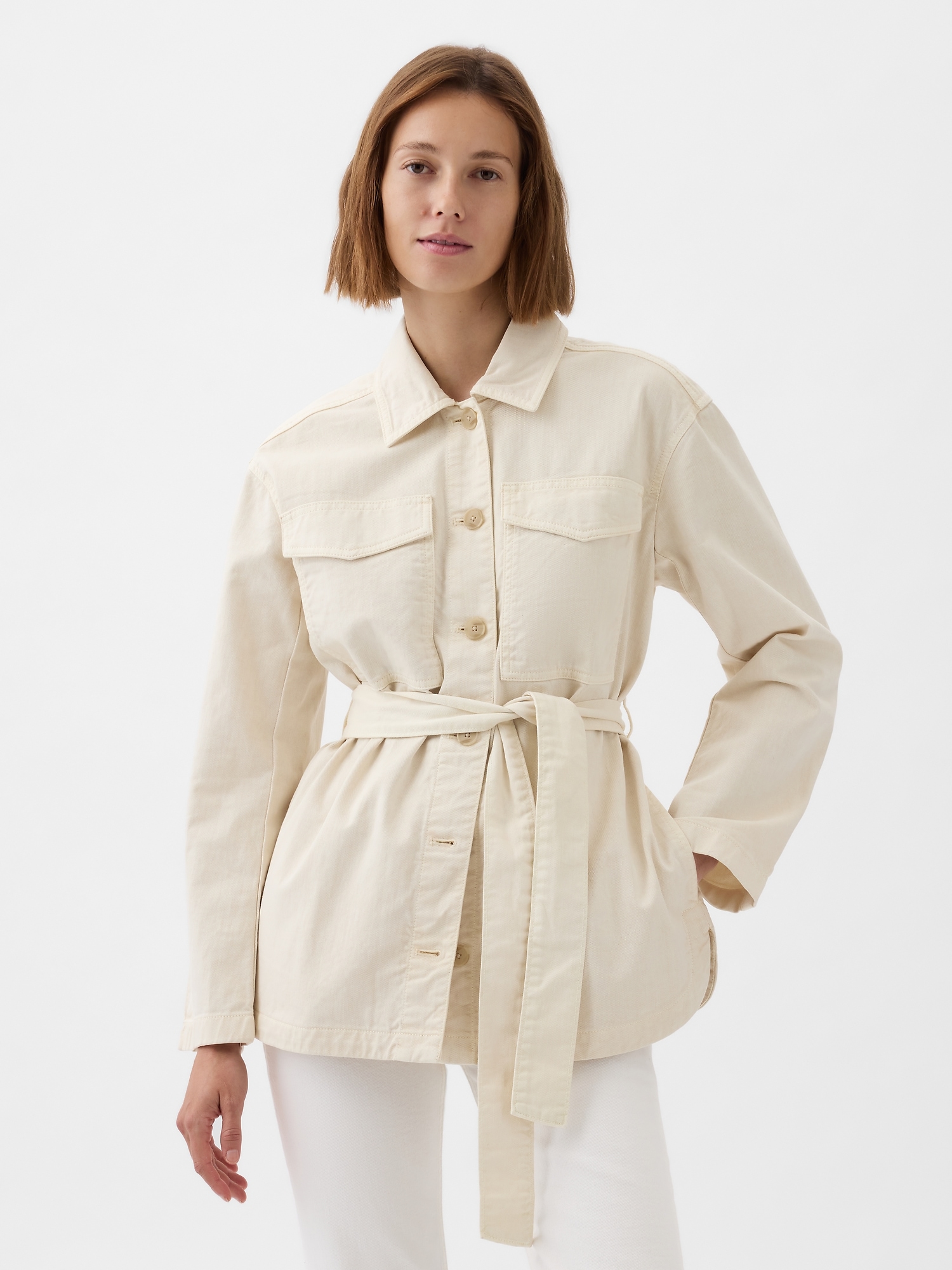 Gap Belted Shirt Jacket In Chino