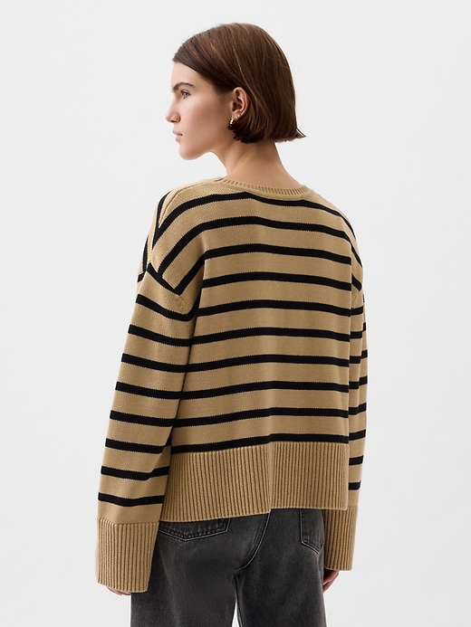 2 of 8 showing, with the color camel stripe of product 24/7 Split-Hem Shrunken Sweater