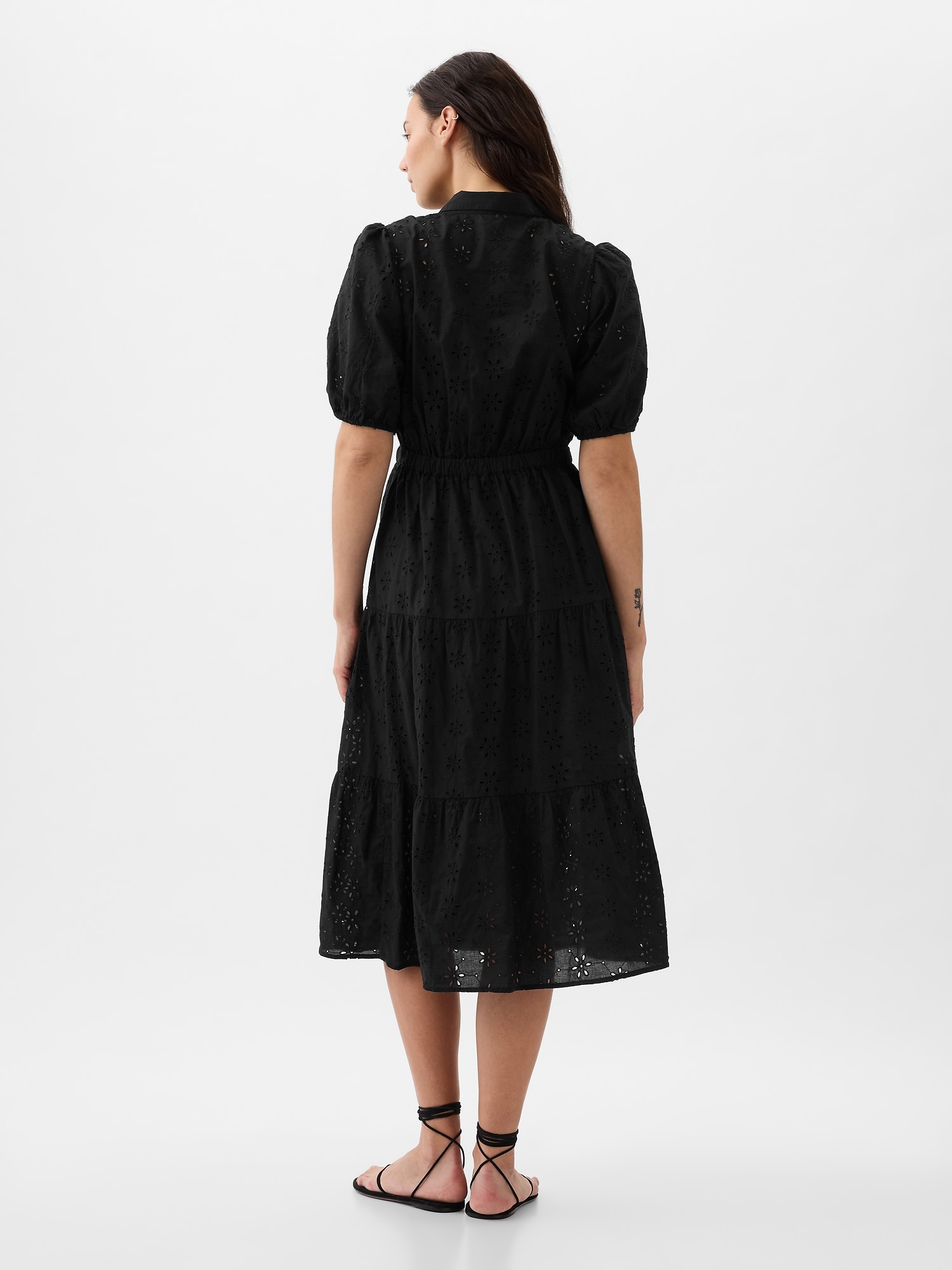 Eyelet Tiered Midi Dress Gap