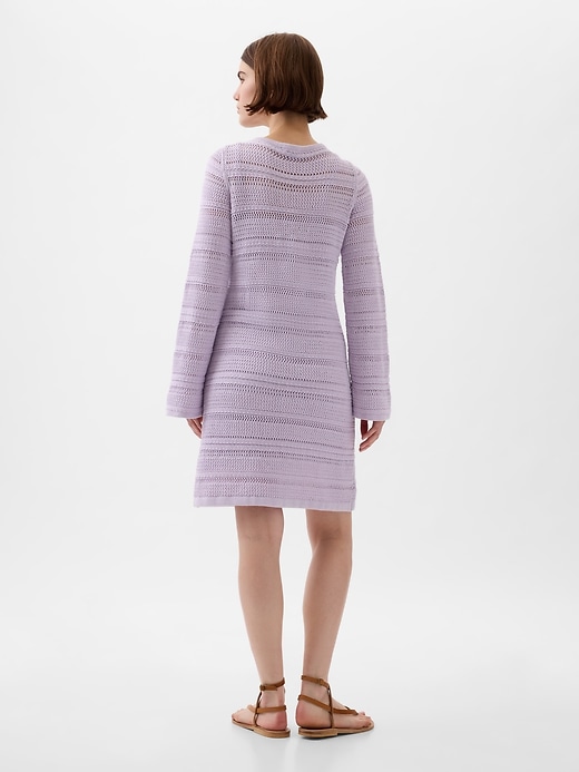 2 of 8 showing, with the color orchid petal purple of product Crochet Mini Dress