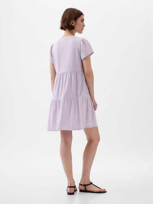2 of 8 showing, with the color orchid petal purple of product Tiered Mini Dress