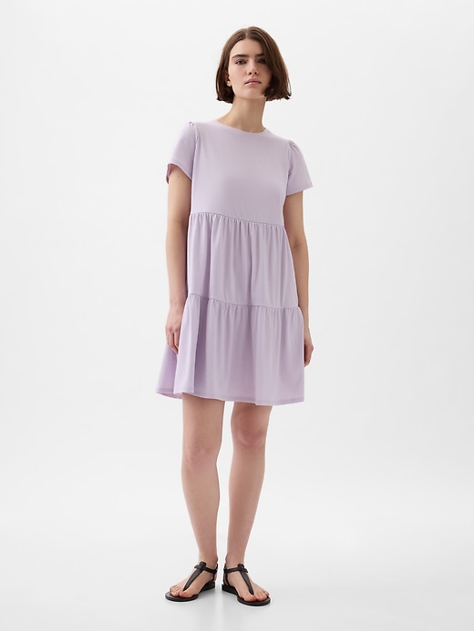1 of 8 showing, with the color orchid petal purple of product Tiered Mini Dress