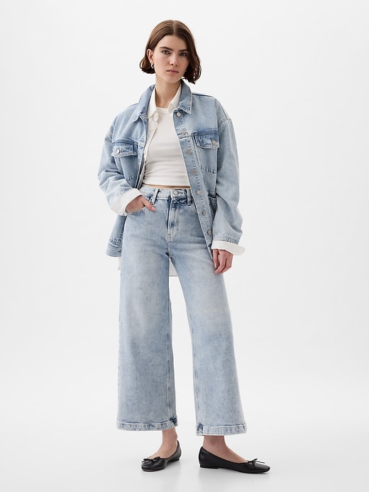 High Rise Stride Wide-Leg Ankle Jeans | Gap