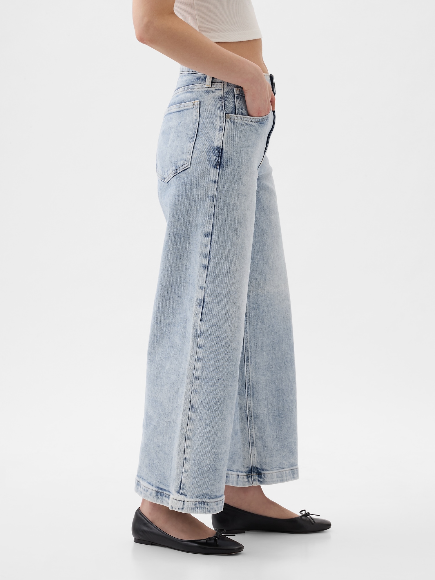 High Rise Stride Wide-Leg Ankle Jeans | Gap