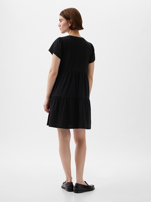 2 of 8 showing, with the color black of product Tiered Mini Dress