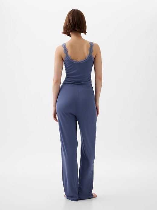 2 of 8 showing, with the color quiet blue of product Mini Rib Straight PJ Pant