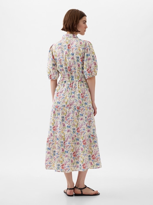 2 of 8 showing, with the color multi color floral of product Puff Sleeve Midi Dress