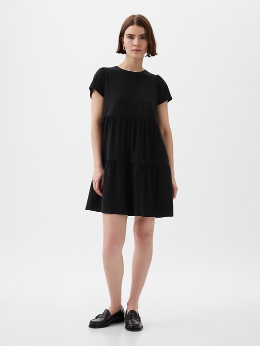 1 of 8 showing, with the color black of product Tiered Mini Dress