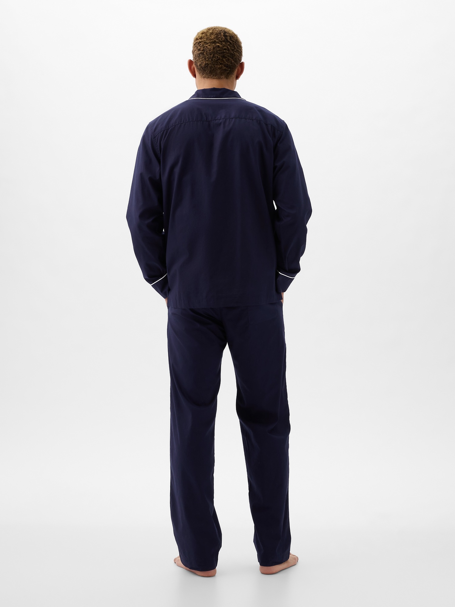 Пижамный комплект Adult Poplin для мужчин — Gap, цвет: Тёмный Ночной — фото 2