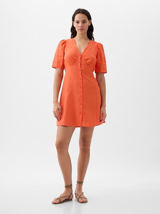 Image number 10 showing, Linen-Blend Button Mini Dress