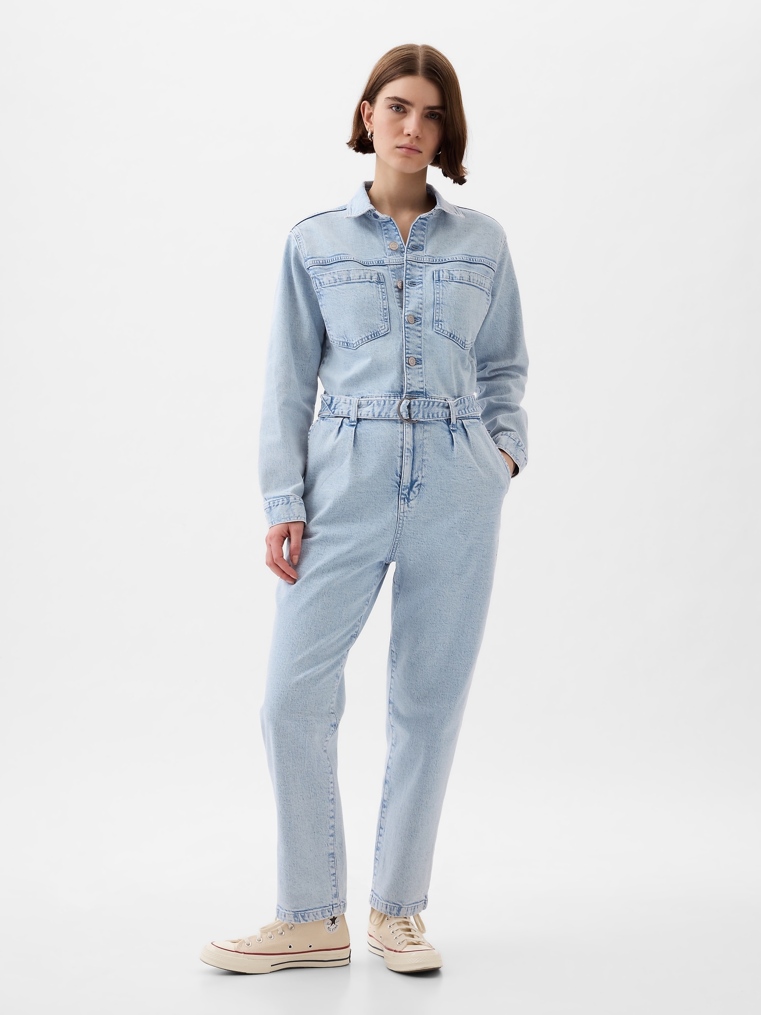 Belted Denim Jumpsuit Gap