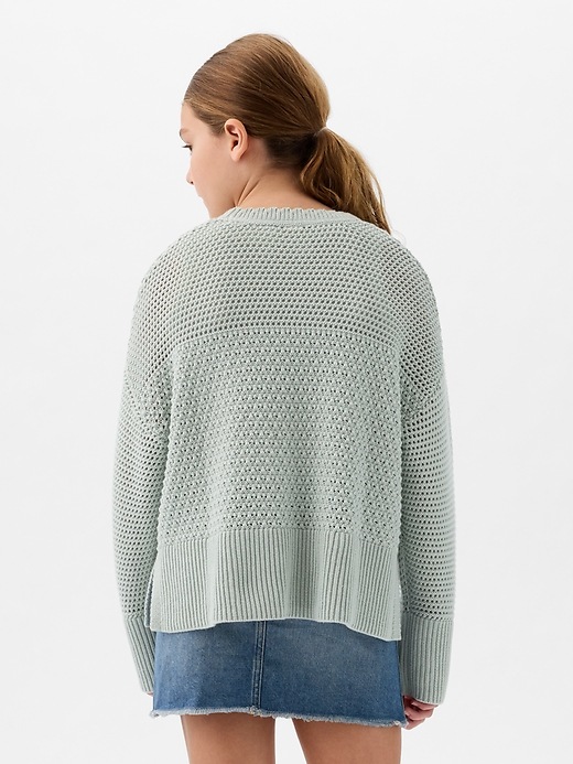 2 of 8 showing, with the color frothy aqua of product Kids Crochet Sweater