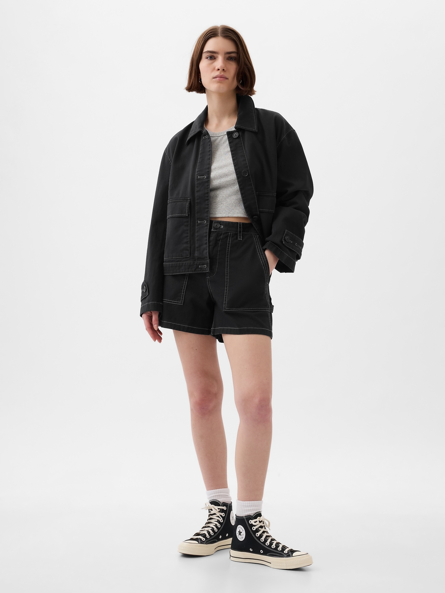 Gap Relaxed Utility Jacket In Black