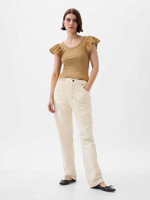 Image number 6 showing, Eyelet Sleeve Rib T-Shirt