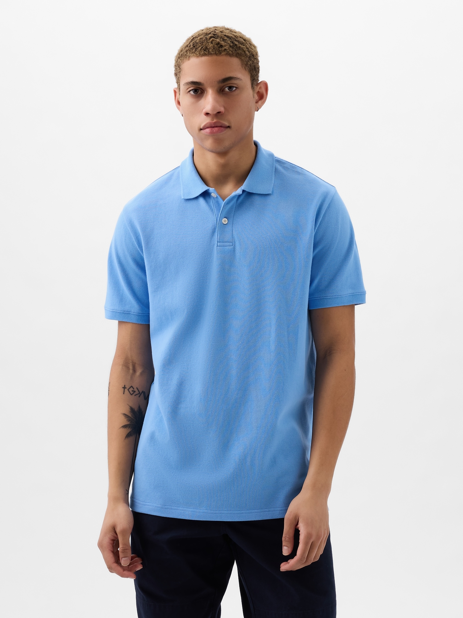 Gap Pique Polo Shirt Shirt In Union Blue