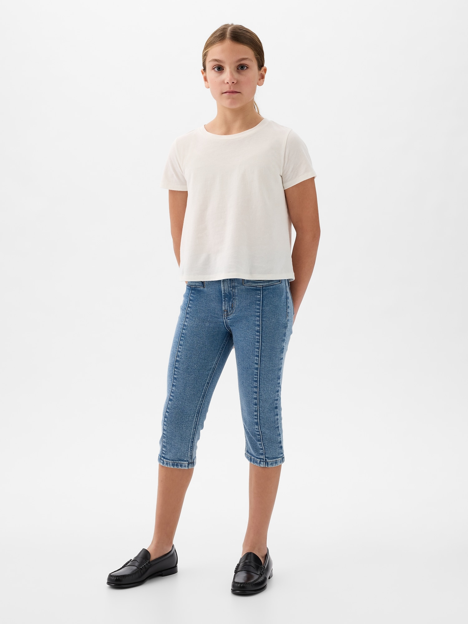 Kids High Rise Cropped Jeans