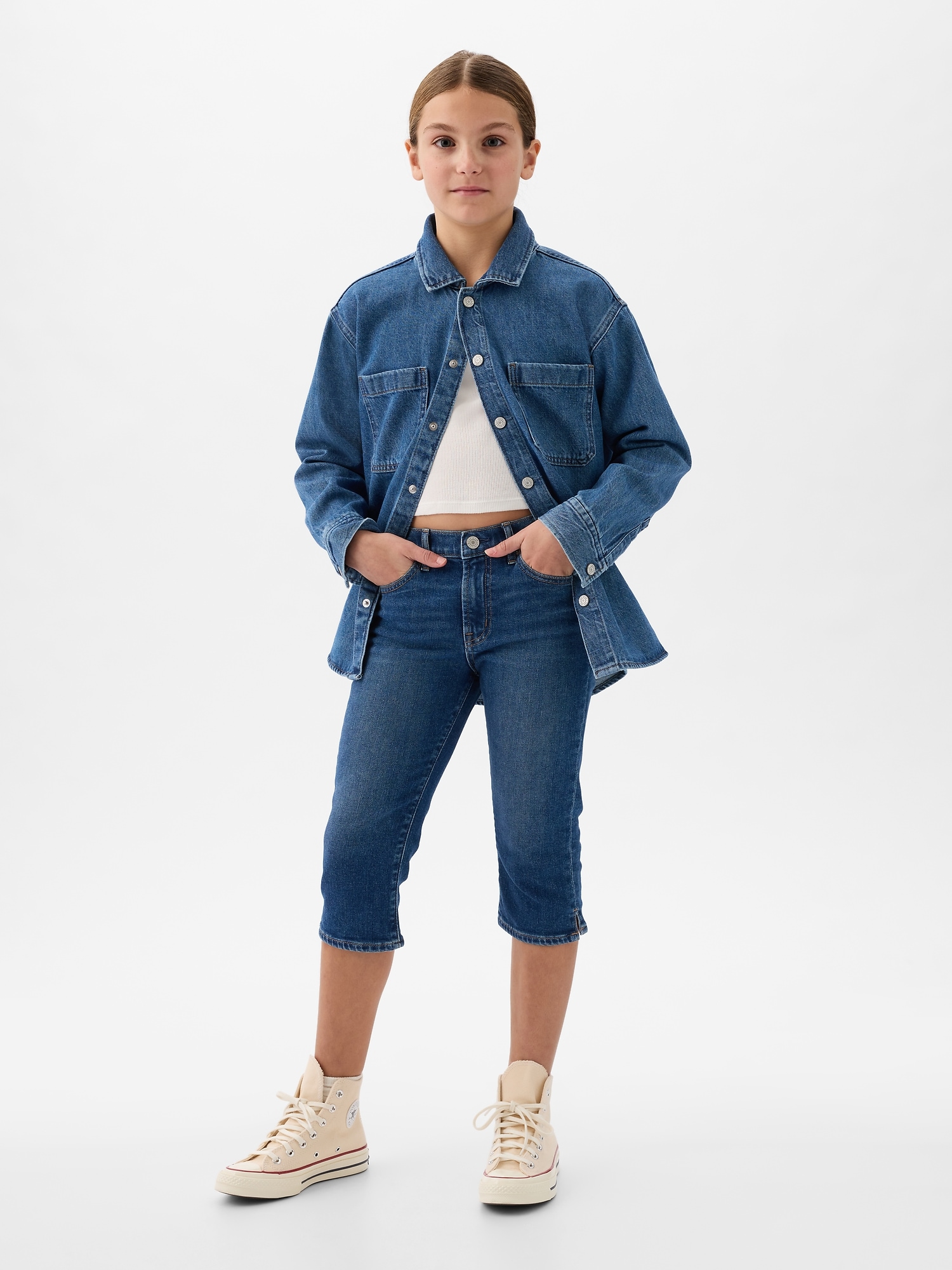 Kids High Rise Metallic '70s Flare Jeans