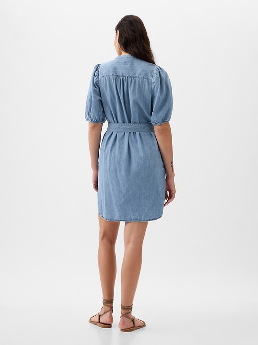 Image number 5 showing, Puff-Sleeve Denim Mini Dress