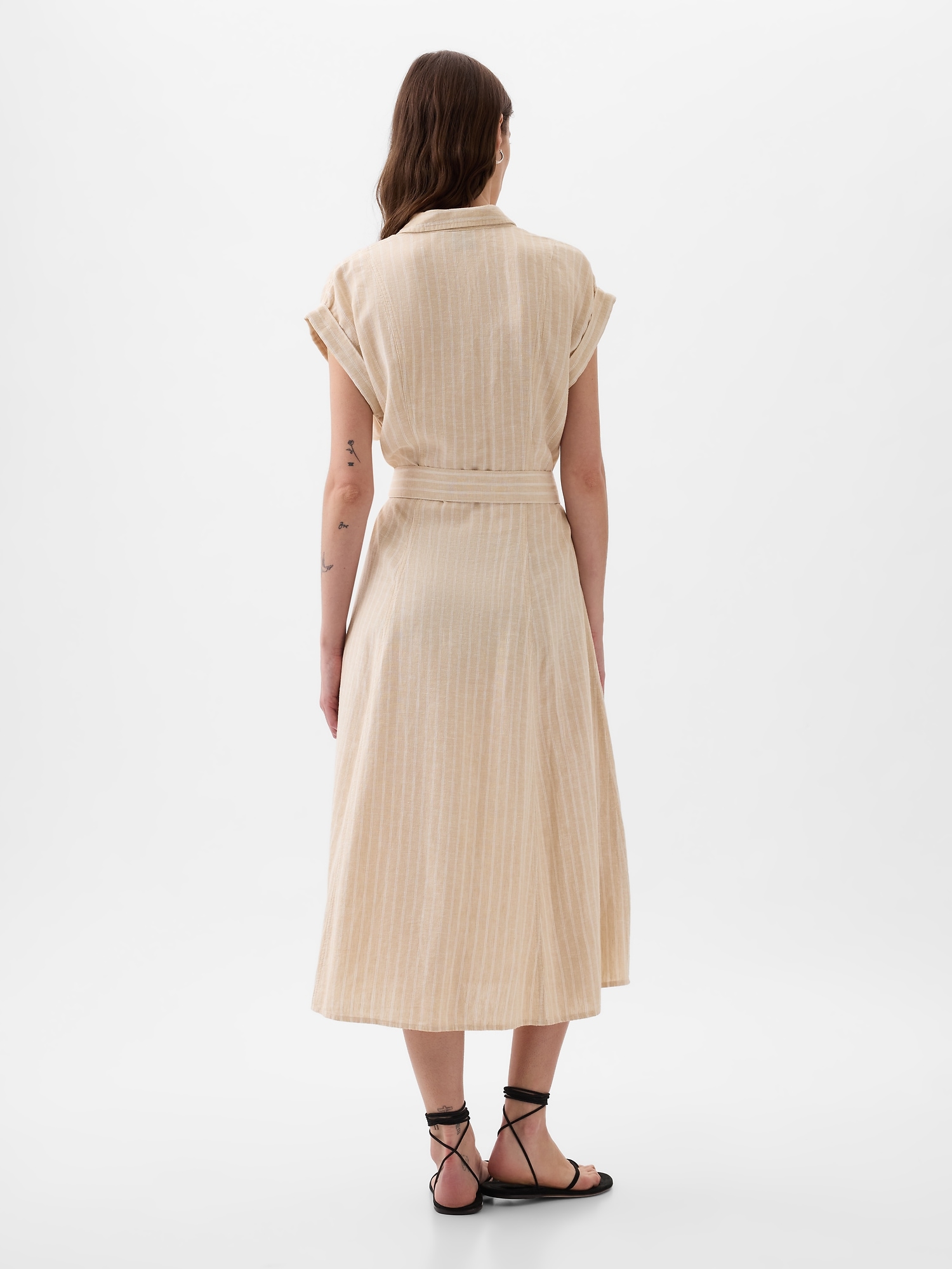 White Stuff Shelley Linen Blend Midi Skirt | Navy