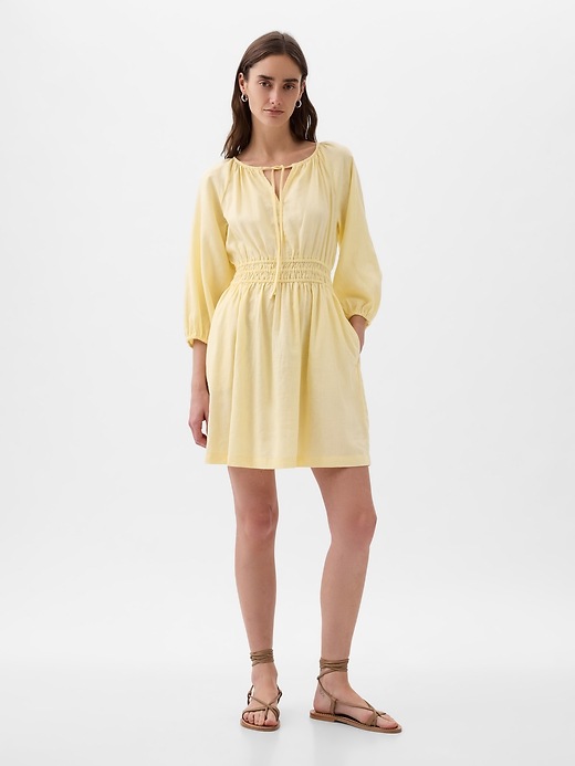 Image number 3 showing, Linen-Blend Mini Dress