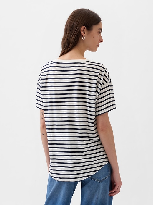 2 of 8 showing, with the color white & navy blue stripe of product Oversized Boyfriend T-Shirt