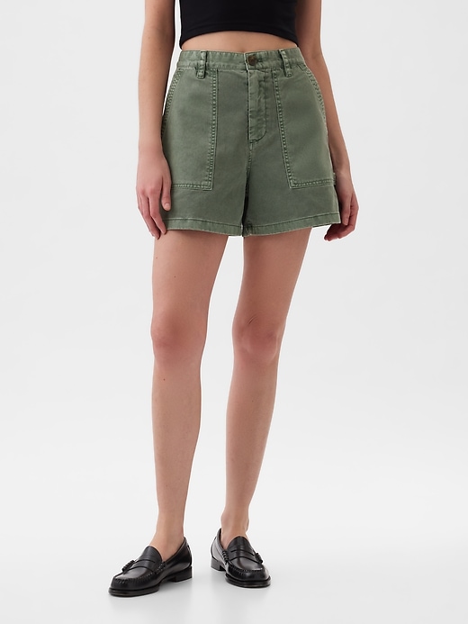 2 of 8 showing, with the color laurel wreath green of product Mid Rise Carpenter Shorts