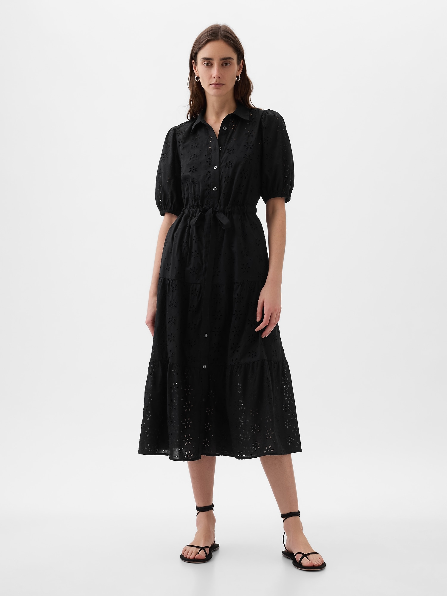 Eyelet Tiered Midi Dress Gap