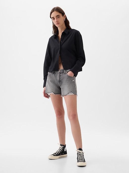 1 of 8 showing, with the color grey wash of product Low Rise Stride Denim Shorts