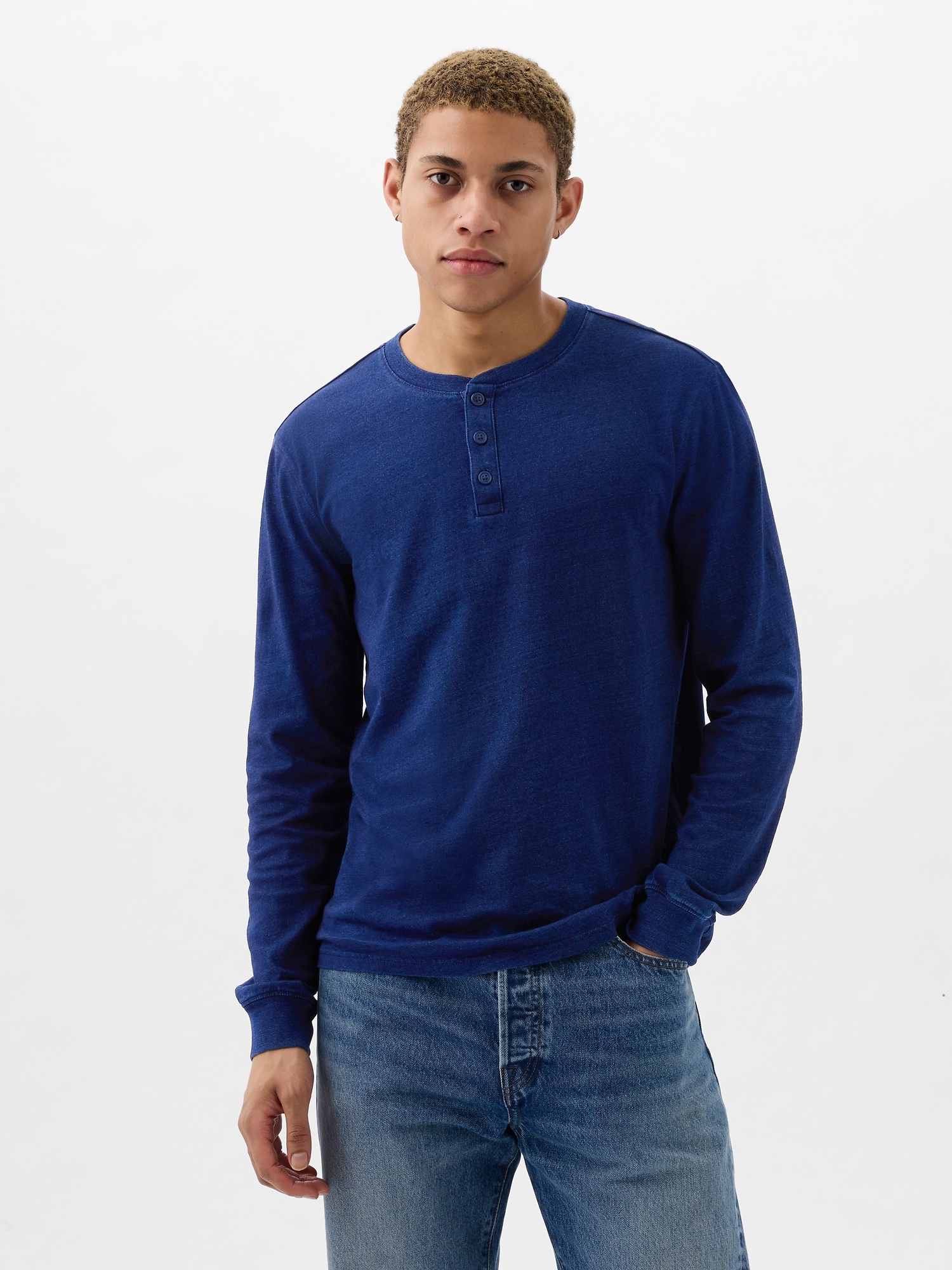 Gap Henley Shirt In Dark Indigo