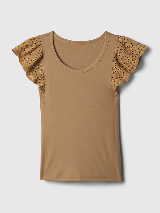 Image number 7 showing, Eyelet Sleeve Rib T-Shirt