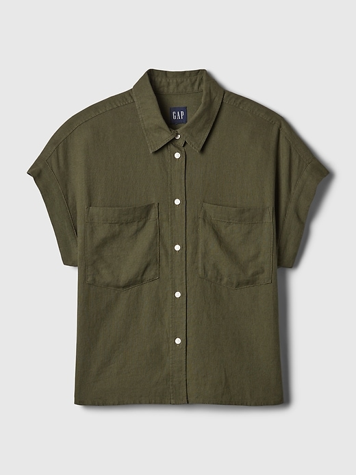 Image number 8 showing, Linen-Blend Cropped Shirt