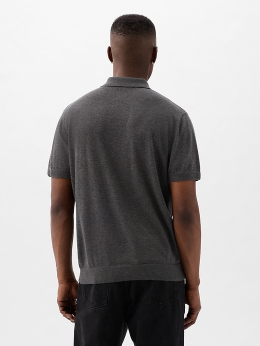 2 of 8 showing, with the color charcoal heather of product CashSoft Sweater Polo Shirt